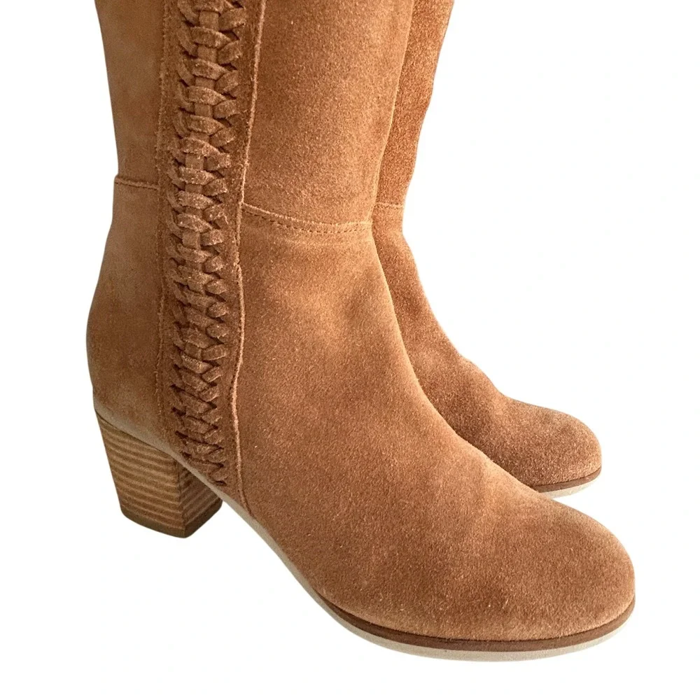 Matisse Suede Tan Over The Knee Boots Size 8‎ Braided Tall boho western